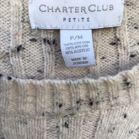 Charter Club Cream Crew Neck Sweater with Cable Knit - Picture 5 of 11